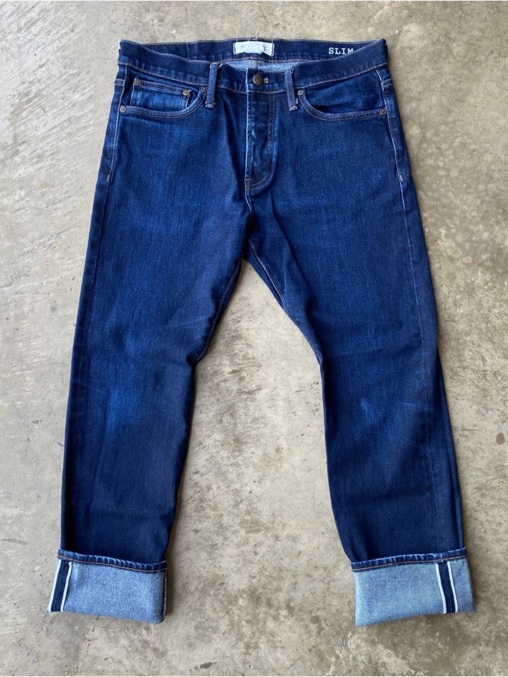 Madewell Selvedge denim jeans dark wash indigo slim 32/30